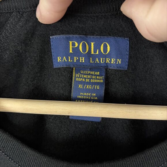 Polo Ralph Lauren Fleece Sleepwear Sweatshirt Mens XL Black Crewneck NWT - Picture 4 of 6